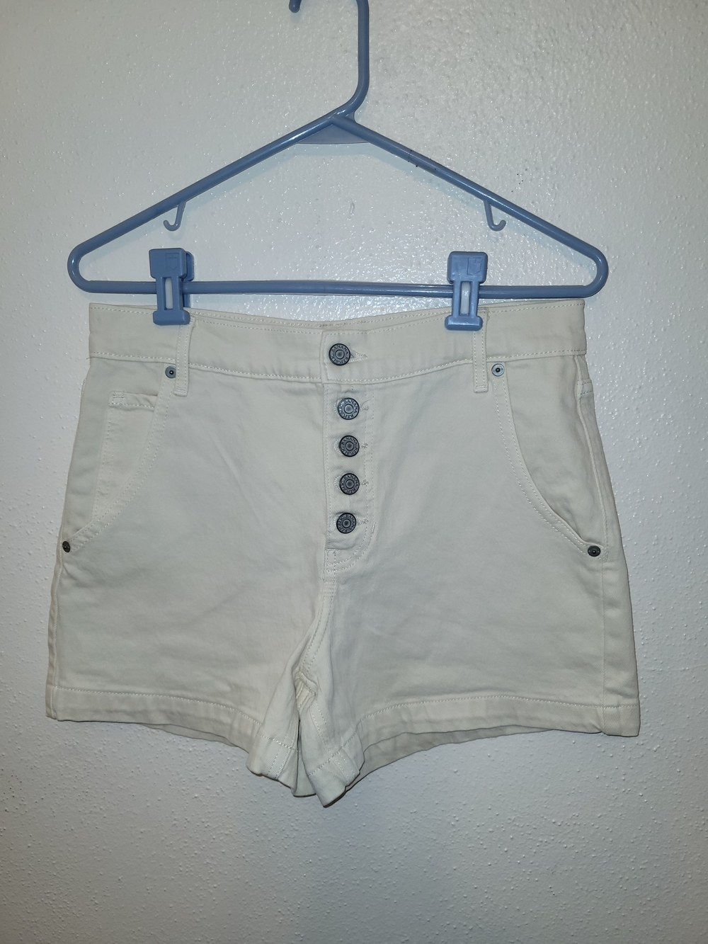 Banana Republic Cream Button-Front High-Rise Jean Shorts 27/4